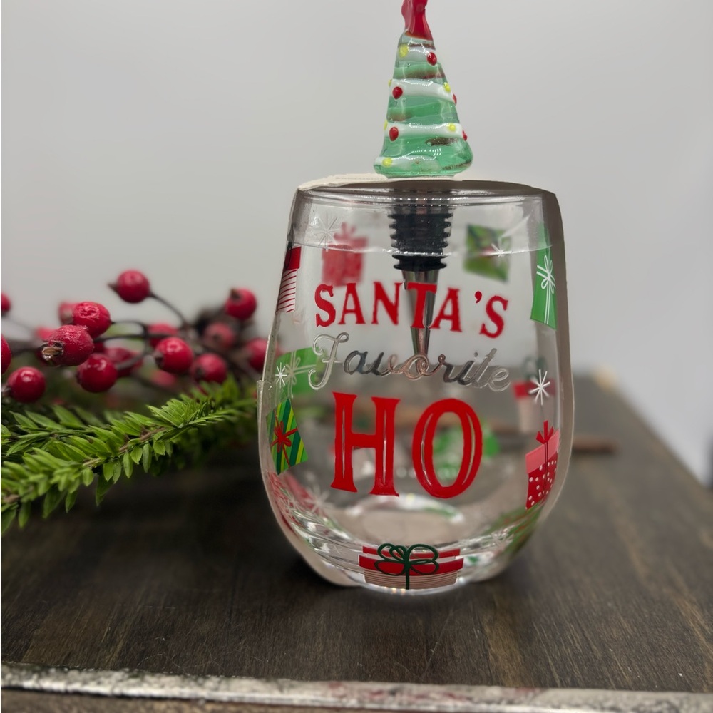 Festive Holiday Glass with Christmas Tree Topper